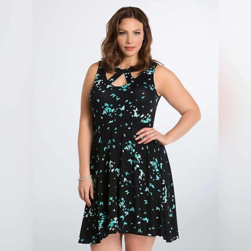 Torrid Butterfly Front Knot Skater Dress